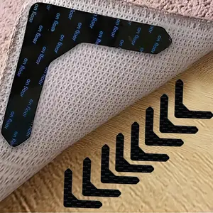 Carpet Non-Slip Grippers – Extra Strong Adhesive Pads to Keep Rugs in Place Even with Pets & Kids | Reusable, No-Damage to Floors, Anti-Curl Corner Design for Living Room, Bedroom & Hallway | 8PCS