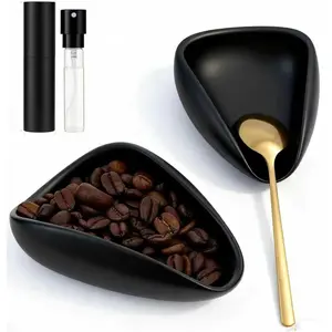 Ceramic Coffee Bean Measuring Cup + Sprayer Gift Set, Spoon Holder, Mini Coffee Spoon Holder, Suitable for Tea Spoon Stirrer, Coffee Station Decoration, Espresso Bar Accessories and Essentials
