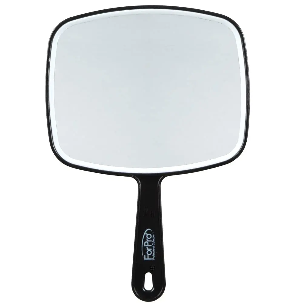 ForPro Professional Collection Premium 6.3x9.6" Hand Mirror with Handle, Distortion-Free Reflection, Black Multi-Purpose Home Decor Handheld Mirror