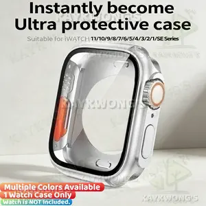 KAYKWONG'S Iwatch Screen Protector Protective Case for Series 11/10/9/8/7/6/5/4, Durable Titanium Design, Perfect for 40/41/42/44/45/46mm Models, Full Protects, Plastic