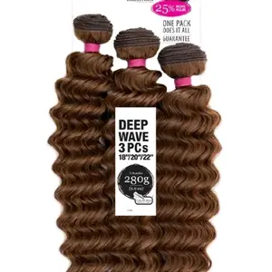 Shake-N-Go Organique color 4 Mastermix Synthetic Weave DEEP WAVE 3PCS Color 4 Light Brown 18"/20"/22" 280g