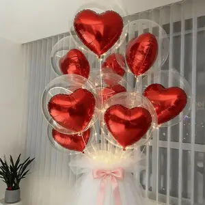 13Pcs Clear Bubble & Red Heart Foil Balloon Set with Ribbon – Romantic Indoor/Outdoor Decor for Valentine’s Day, Birthday, Wedding, Proposal & Anniversary, No Power Needed, Festive Party Essential for Love Celebrations