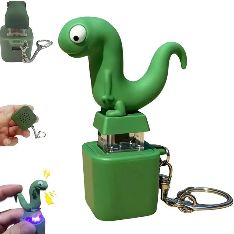 Lizard Keychain Sound, 2026 New Rechargeable Lizard Anxiety Relief Keychain Button Toy with Colorful Light, Portable Anxiety Relief Toy (Lizard)