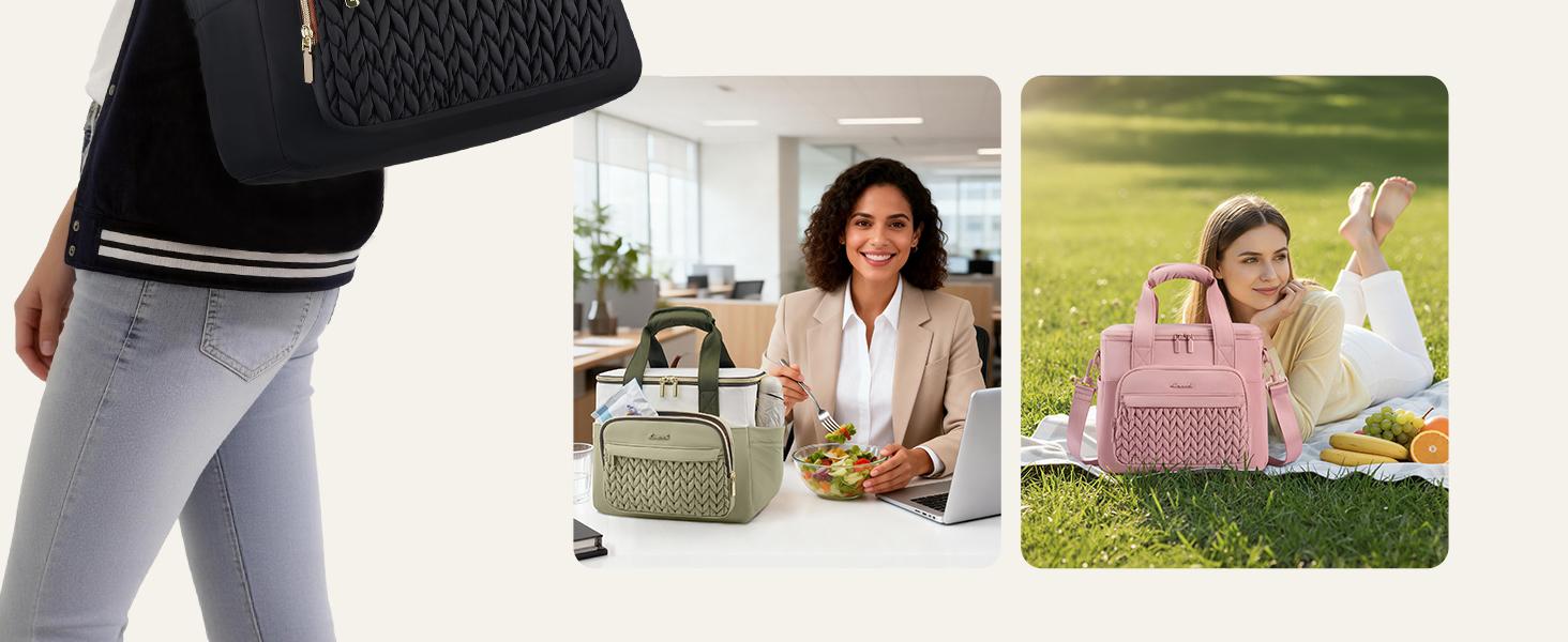 LOVEVOOK Lunch Bag Women, Insulated Wide Opening Adult Lunch Box for Women Work with Cup Holder, Large Lunch Cooler Tote Bag with Utensils Pocket for Office Campus Picnic Beach Mom Nurse Family LOVEVOOK Lunch Bag Women, Insulated Wide Opening Adult Lunch Box for Women Work with Cup Holder, Large Lunch Cooler Tote Bag with Utensils Pocket for Office Campus Picnic Beach Mom Nurse Family
