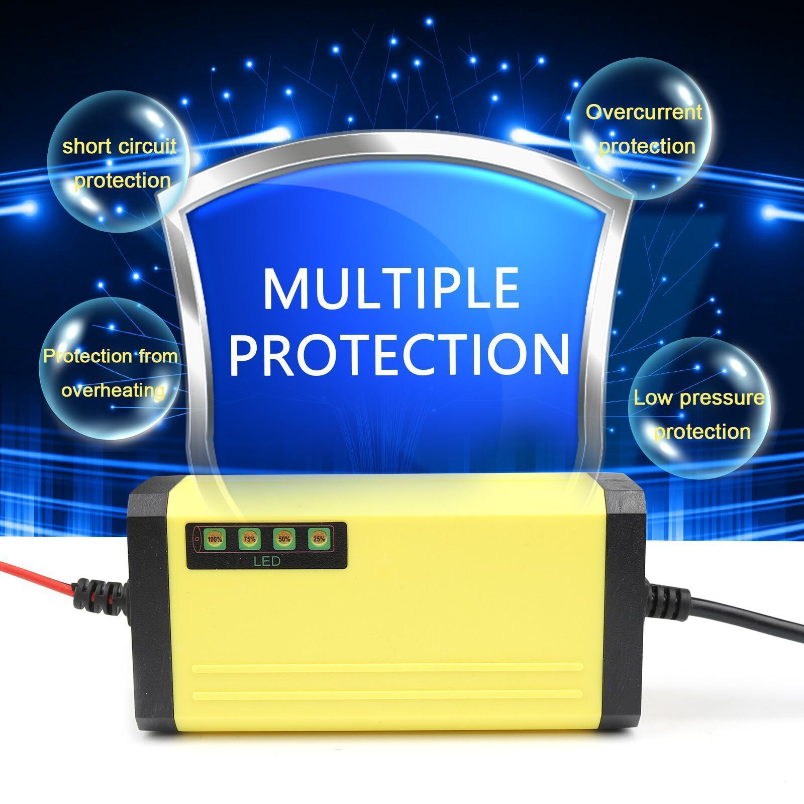 12V Car Battery Charger & Maintainer | Auto Trickle Charger for Truck RV Motorcycle | Portable Smart Battery Charger for Lead-Acid AGM GEL