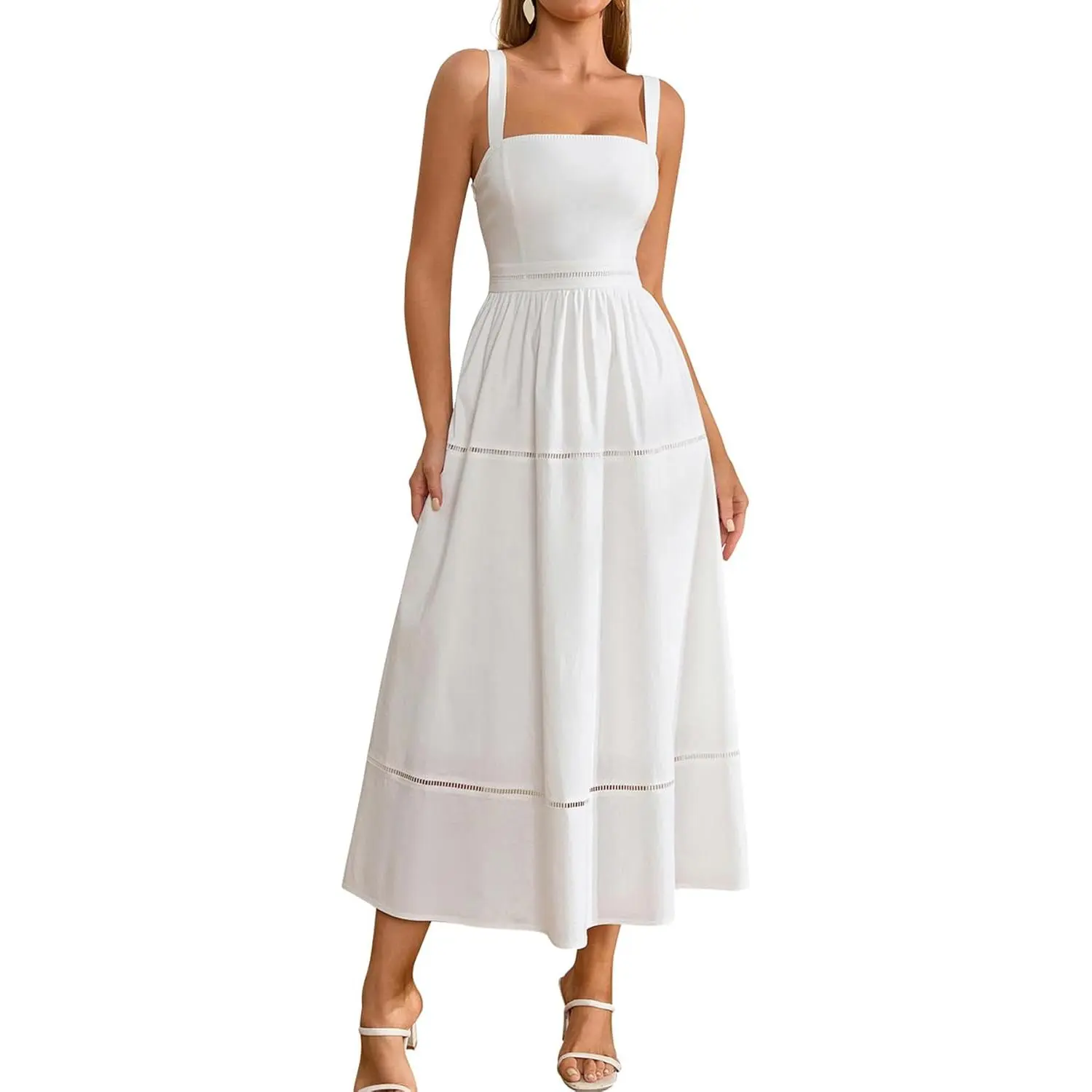 Women's Colysmo Corset Midi Sundress - Light, Adjustable-Strap, Semi-Formal, Flowy Summer Dress for Wedding Guests, Bridal Shower Tea Parties 2026