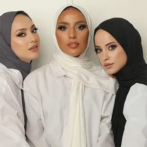3pcs solid color long scarf, versatile basic sunscreen hijab for daily commuting gifts suitable for Eid al-Fitr female modern Muslim dignified beige.