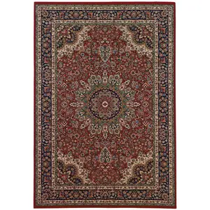 HomeRoots 574304 5 x 8 ft. Red & Blue Oriental Rectangle Area Rug