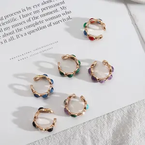 Multicolor Natural Stone Ring High Quality Precious Gemstone Jewelry for Women Healing Crystal Boho Fashion Handmade Wholesale