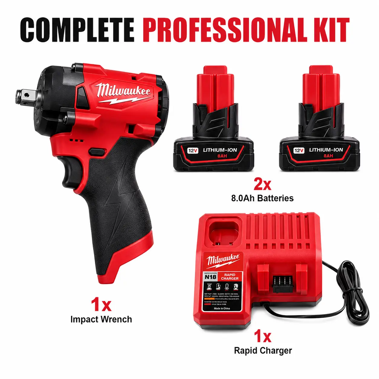 Milwaukee M12 Brushless 1/2" Hex Impact Driver Kit w/ 1x Battery + Charger + Contractor Bag | Overhead & Panel Screw Driving Beast | Pro-Grade Fastening for Electricians & HVAC Techs