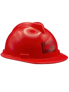 Red V-Shape Construction Helmet With Adjustable Headband Costume Accessory