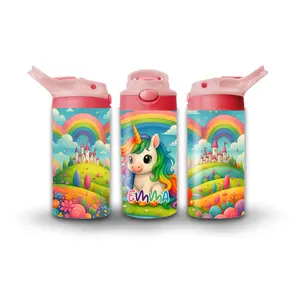 Kids Tumbler/Sippy Cup | Personalized Kids Unicorn Tumbler | Custom Name Water Bottle with Cute  Unicorn Design | Fun Gift for Boys & Girls, School, Sports, Everyday Use