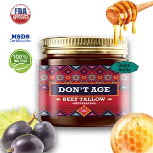 Organic Grass-Fed Beef Tallow Balm with Raw Honey & Natural D-Alpha Tocopherol - Purely natural Moisturizer ,Smooth, Radiant Skin Body Care Comfort Hyaluronic Moisture