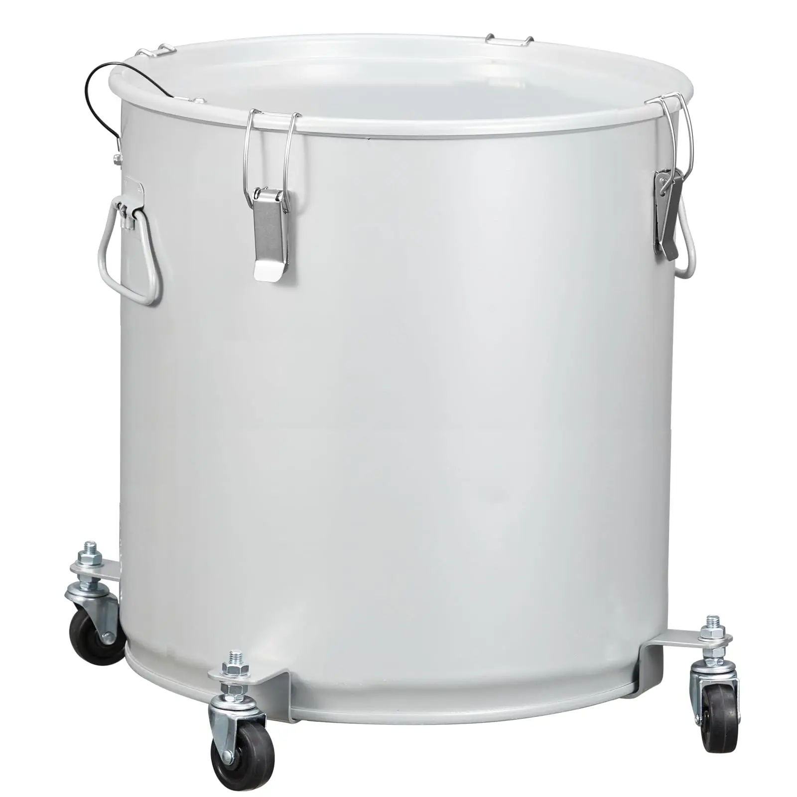 【GARVEE】Fryer Grease Bucket 16 Gal, Coated Carbon Steel Oil Filter Pot with Caster Base, Oil Disposal Caddy, Transport Container with Lid Lock Clip Nylon Filter Bag, Silver