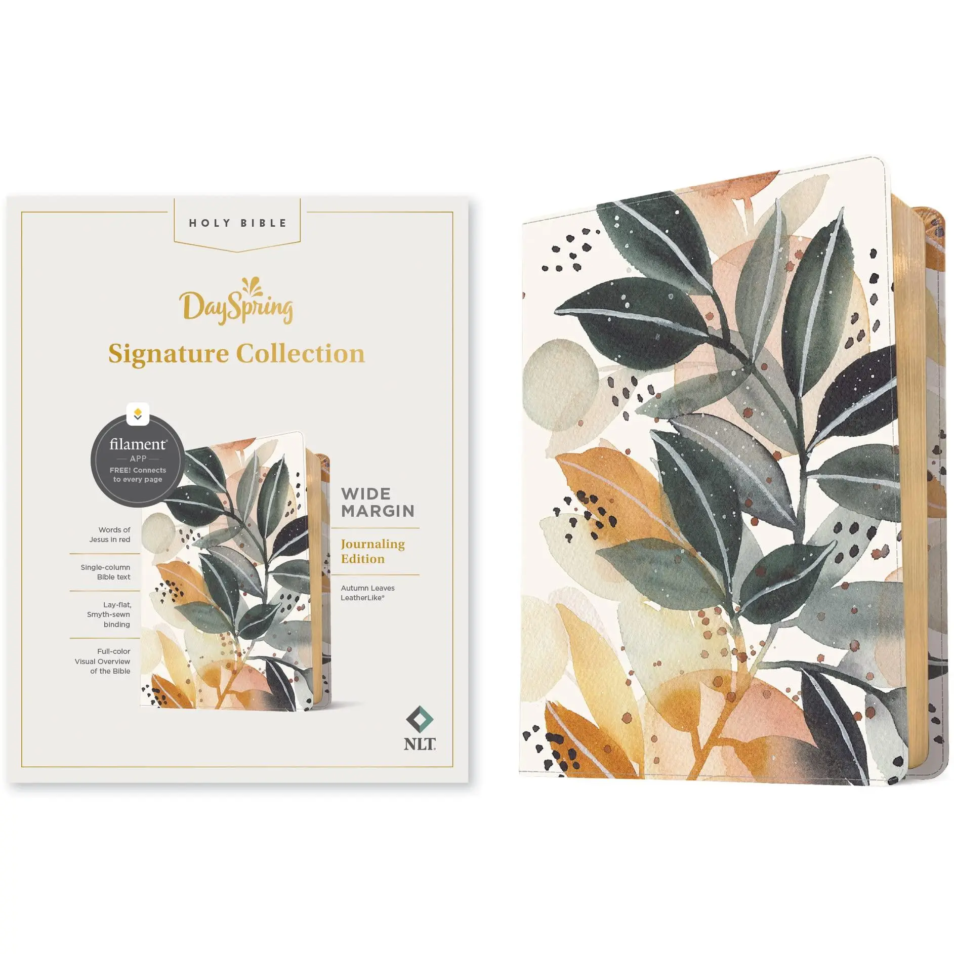 NLT Wide Margin Bible, Filament Enabled (Leatherlike, Autumn Leaves, Red Letter): Dayspring Signature Collection -- Tyndale - Bible