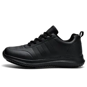 Ubetif Unisex kitchen workshoes - Non-Slip, Water & Oil Resistant, Lightweight & Comfortable, Ideal for Chefs, Black Slip-On Footwear