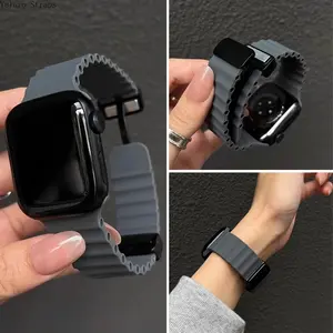 Magnetic Wavy Silicone Watch Strap, Ocean-Style Sport Band for Apple Watch Ultra 2/All Series SE 3-10,summervibes