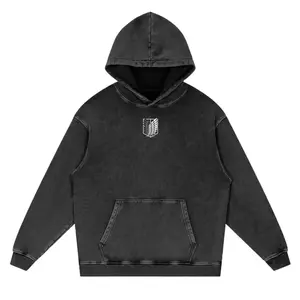 AOT - Attack on Titan Eren Yeager Hoodie – Acid Wash Anime Sweatshirt – Streetwear Pullover Gift MGZ