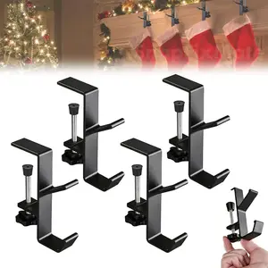 4 PCS Fireplace Stocking and Garland Hanger - Hold Christmas Stocking and Hang Garland - Christmas Stocking Garland Hanger Stocking Holders for Mantle