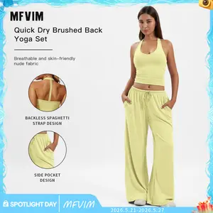 MFVIM Women's Fitness Suit 2 Piece High Waisted Pants With Padded Stretch Sports Bra Set Fitness Clothing solid sportswear athletic tracksuits sport outfit activity sporty Breathable