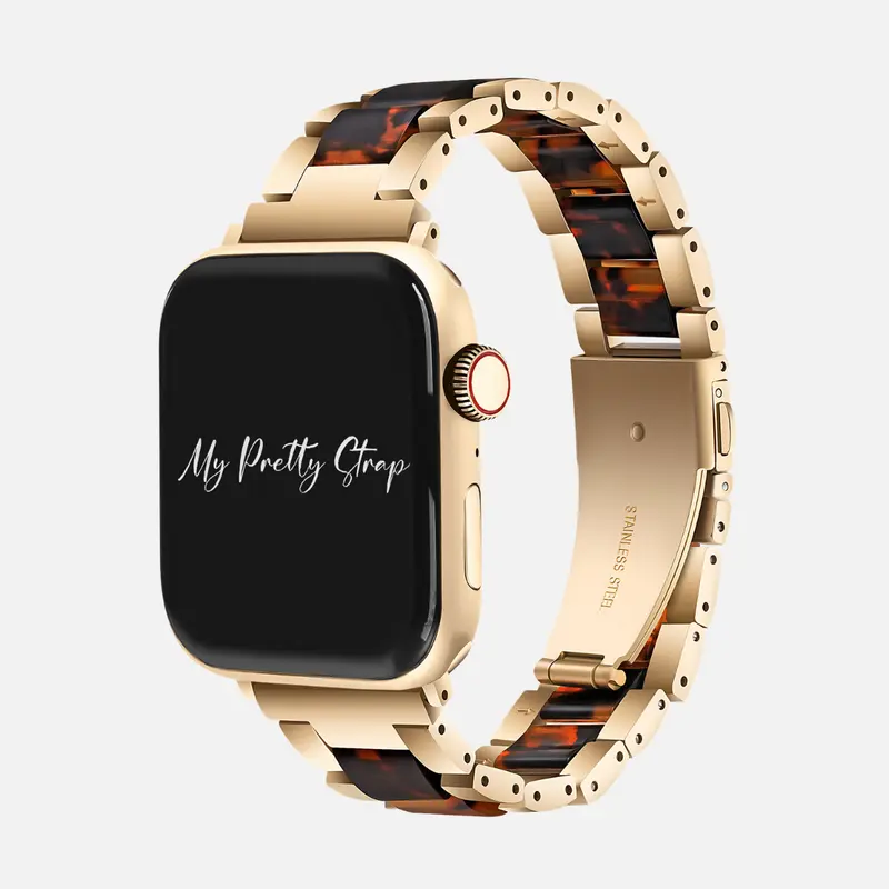 My Pretty Strap – Compatible Apple Watch Band – Resin & Metal iWatch Strap for Women – Series 1–11, SE & Ultra (38MM / 40MM / 41MM / 42MM / 44MM / 45MM / 49MM) – Gold, Silver & Rose Gold – Diva Strap