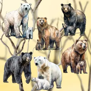 Designocracy 8090105C-S6 2 x 2 x 0.25 in. Bear Adventures Holiday Wooden Clip-on Ornaments, Set of 6