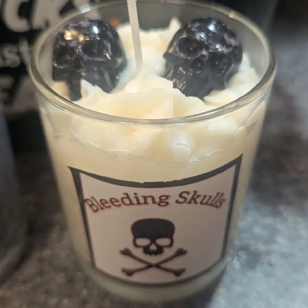 Bleeding Skulls Scented Candle for Halloween Spooky Season with Unique Skull Design and Spooky Aroma