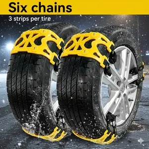 Car Anti-Slip & Snow Safety Chains, Car Parts: 6 Reusable Pieces. Durable, Tire-Friendly, Portable. Fits Cars, Light Trucks, SUVs, Pickup Trucks. Quick Installation, Winter Travel Must-Have. Ideal Gift for Halloween, Christmas & New Year.