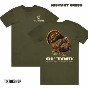 Ol' Tom Turkey Classic Logo T-Shirt - Graphic Logo - Detailed Turkey Head Graphic With Outdoor Frame Design , Turkey Hunting Lifestyle , Camp Season And Field Wear , Graphic Tee Shirt , Gift For Turkey Hunter, Men's FlashDeals