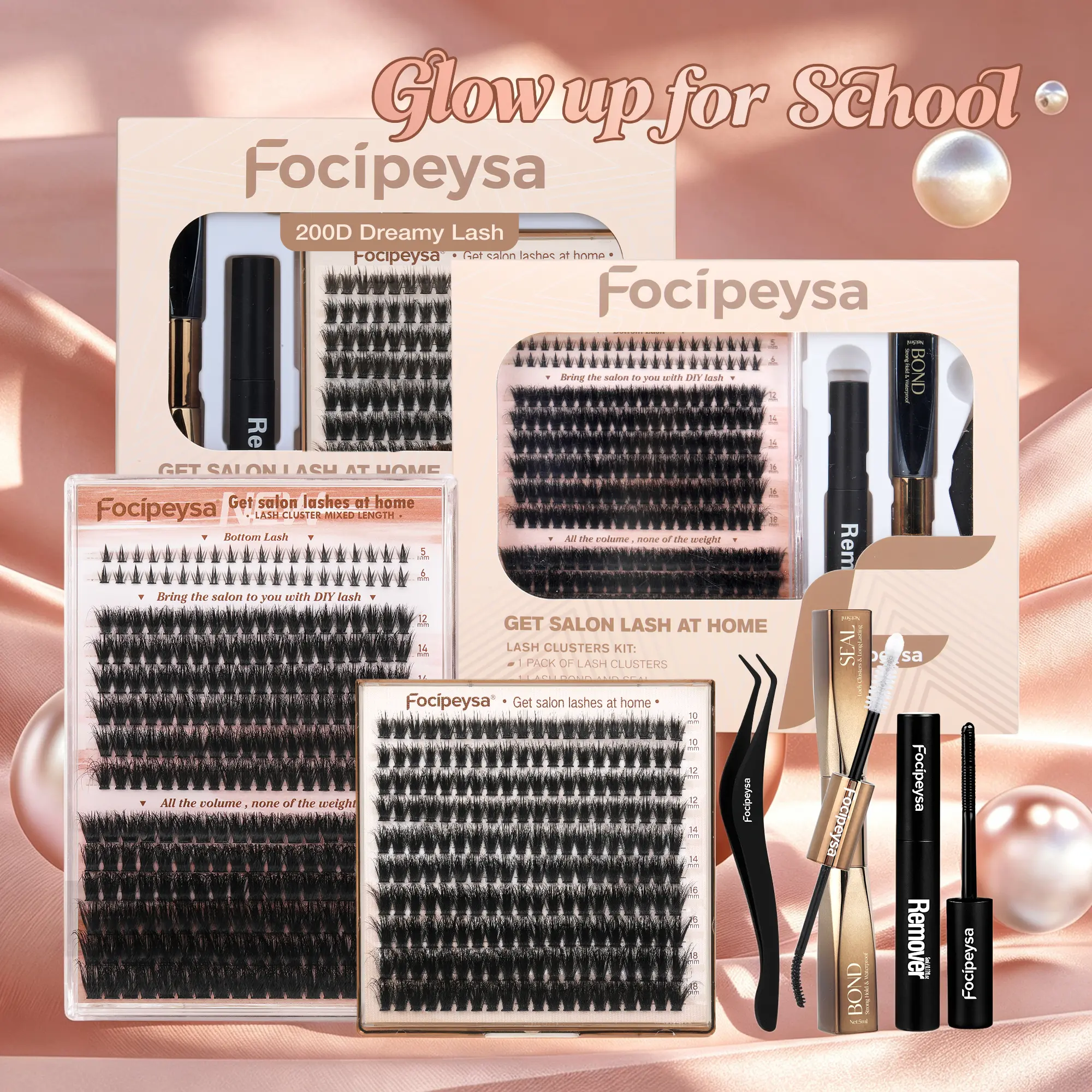 Focipeysa Dreamy Lash Clusters | 200D Volume Lash Clusters | Resuable  Clusters Lashes | Beginner Friendly | D Curl DIY Cluster Lashes for Flawless Makeup | Salon-Level Volume Lash Extensions at Home,back to school