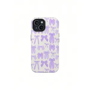 Violet Coquette Bows Phone Case Compatible Tough Case Suitable For IPhone17/IPhone17 Air/IPhone17 Pro/IPhone17 Pro Max/16 Pro Max/15 Pro Max/14 Pro Max/13 Pro Max/12 Pro Max,Suitable For IPhone 17 Air
