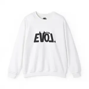 Evol OG Logo Crewneck US ONLY White Sweatshirt with Bold Black Design