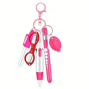 Nurse Pen Set of 6 Includes Permanent Marker, Retractable Ballpoint Pen, Keychain Clip, Foldable Scissors, Nurse Accessories