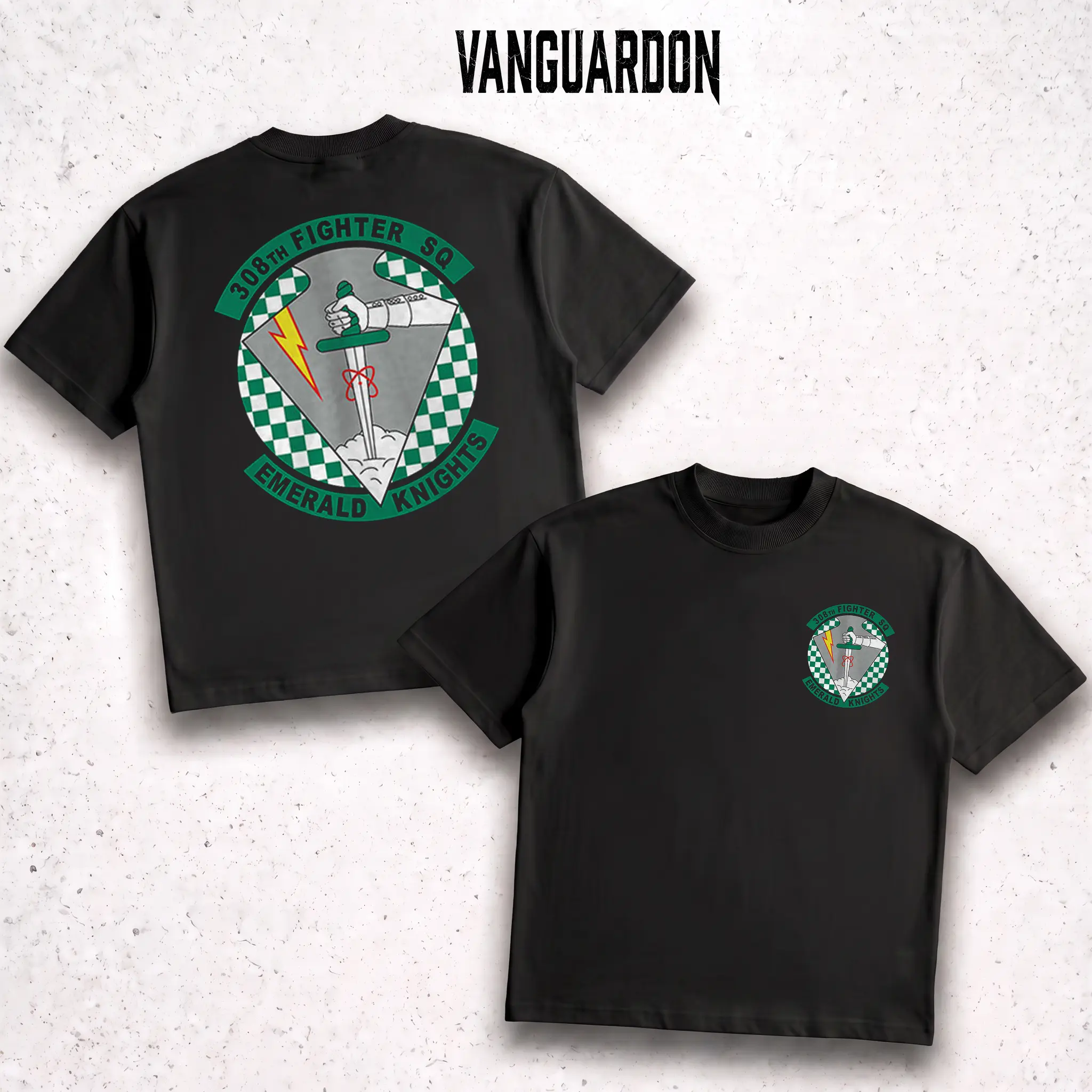 US Air Force 308th Fighter Squadron T-Shirt Emerald Knights Retro Aviation Tactical Graphic Tee Gift