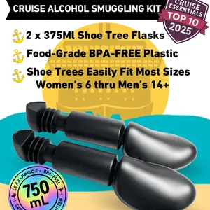 Classy Wino Shoe-In Hidden Flasks 2-Pack 375 mL Each Leakproof Discreet Travel Flask for Cruise & Vacation Drink Hacks Drinkware Bottled