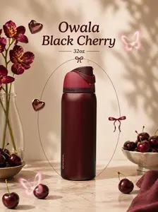 Owala Freesip Black Cherry 32oz Stainless Steel Water Bottle, Sport Water Bottle, Color Drop Collection Stainless Steel Water Bottle