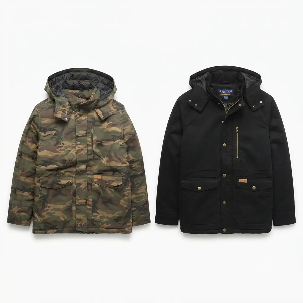 Bass Creek Outfitters Men's Camoflash Heavy-Duty Winter Constructor Jacket - Hooded, Insulated, Multi-Pockets, Outdoor Menswear Top