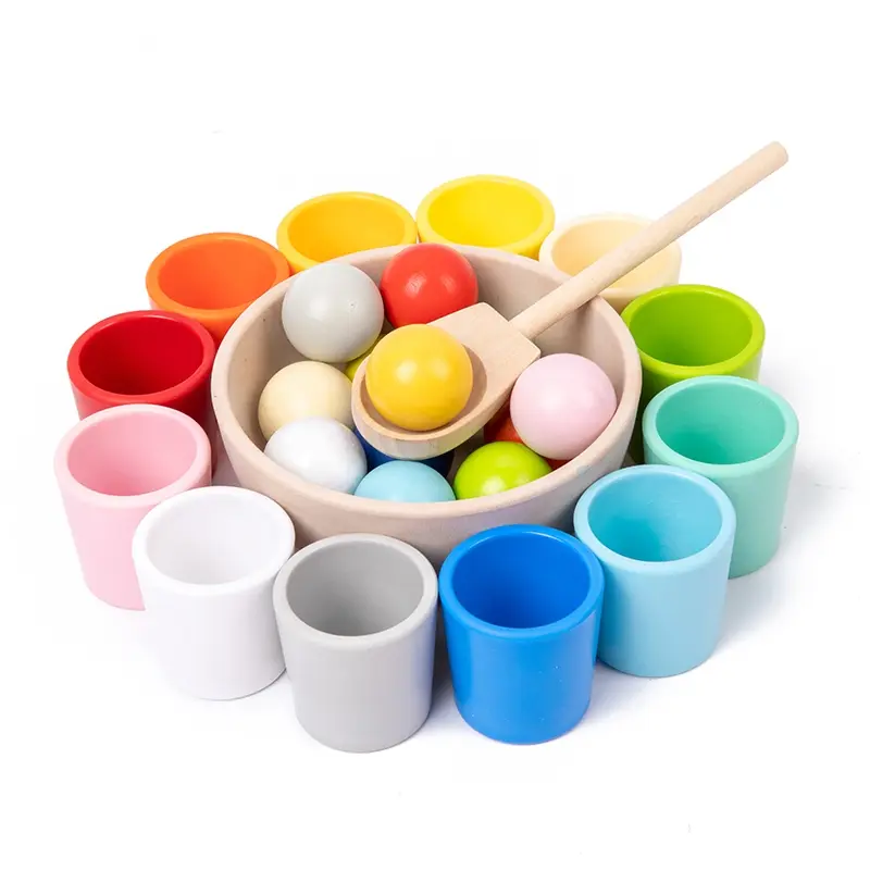Random Color Wooden Matching Toy Set, 12pcs Montessori Sorting Game, Shape Sorter, Color Matching & Counting Practice, Unisex Educational Toy