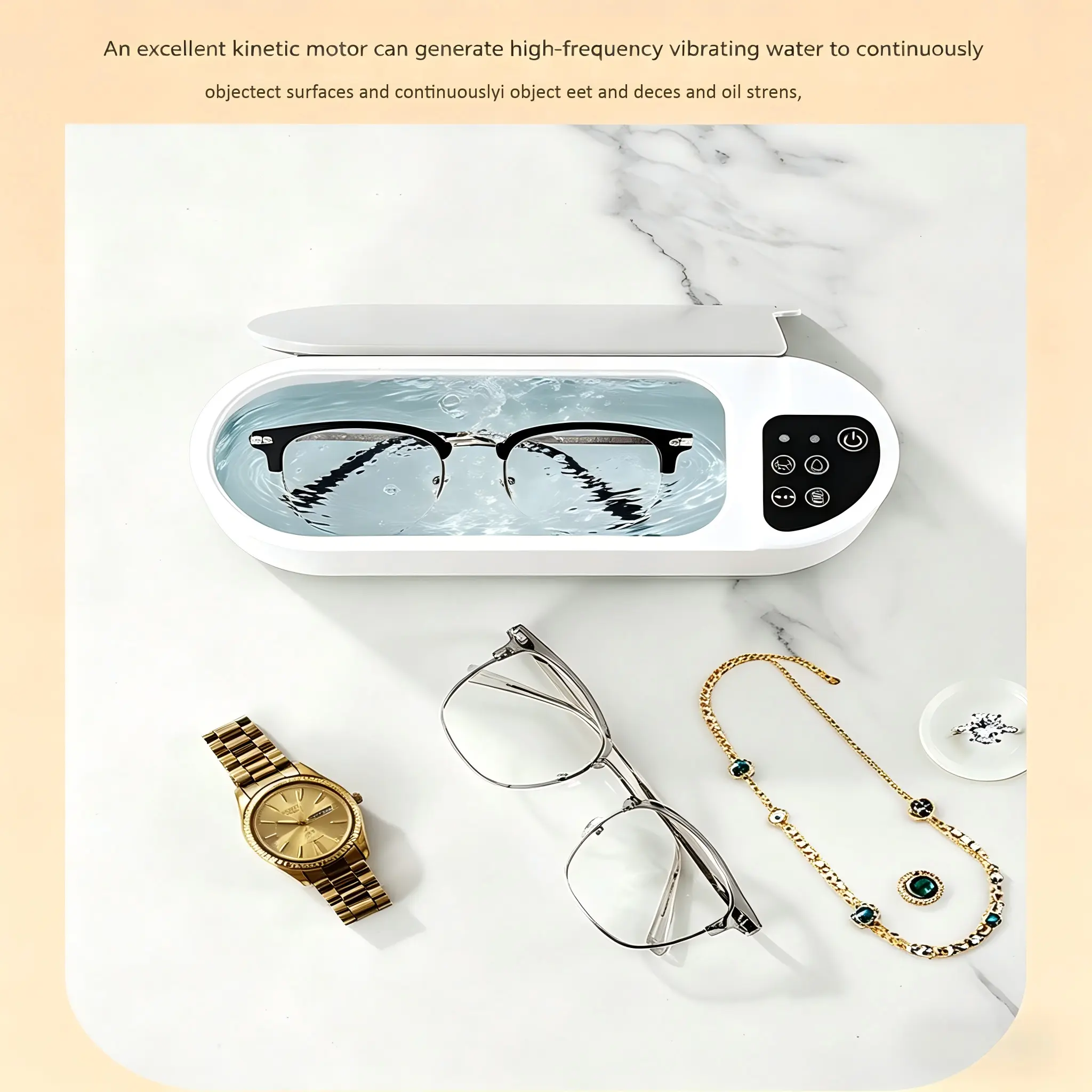 USB Rechargeable Ultrasonic Cleaner for Jewelry & Glasses, Portable Deep Cleaning Machine for Rings, Watches, Necklaces, Eyewear and Small Accessories