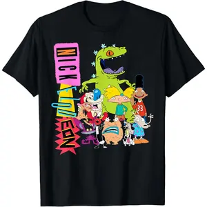 Nickelodeon Throwback Retro Character T-Shirt Cute Cartoon Animation Movie Unisex Trendy Cotton Breathable Street Style Tee