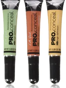 L.A. Girl Pro Conceal Corrector Set – Orange, Yellow, Green HD Concealers Bundle of 3 for Color Correction