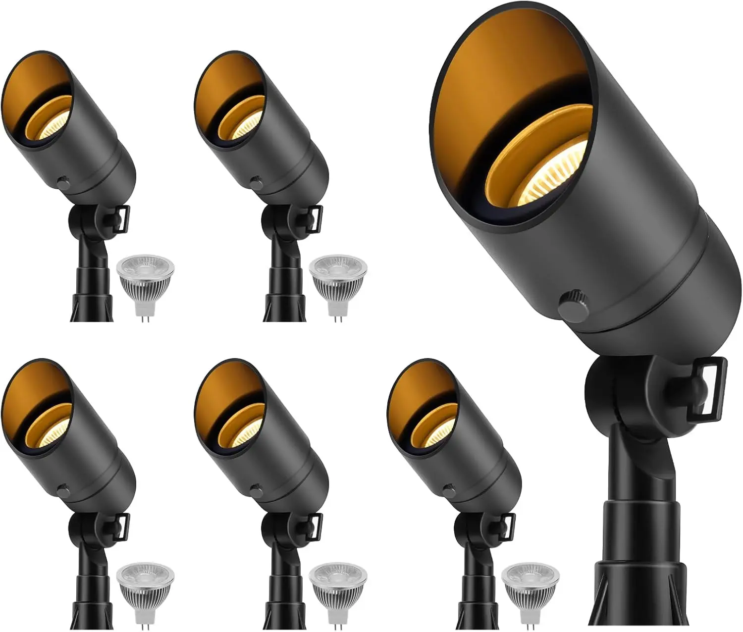 Low  Landscape Spotlight, 12V LED Outdoor Landscape Lighting, Landscape Spot Lights Wired for Garden and Yard,  Up Lighting Fixture with 5W MR16 Replaceable Bulb (6 Pack)