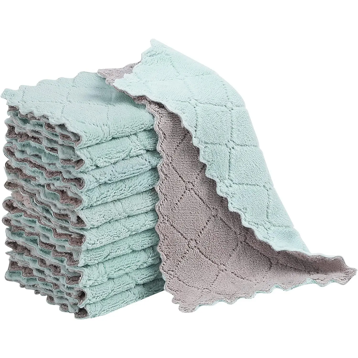 10 Pack Kitchen Dish Cloths Dish Towels,Super Absorbent Coral Fleece Cloth, Dishcloths,Nonstick Oil Washable Fast Drying Dish Rags, Cloth forTable Chair Dish Glass