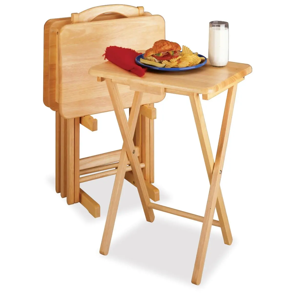 Winsome 42520 Natural Beechwood 5PC TV TABLE WITH STAND RECTANGULAR