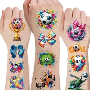 10 Sheets Soccer Temporary Tattoos - Waterproof Design & Sweat-Proof Non-Toxic Soccer-Themed Body Paint with Realistic Themes Soccer Players, Balls, Goals - for Sports Parties, Birthday Favors, Fan Events, for fans