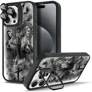 Jesus and Mary Phone Case | Religious Art Design, Suitable For iPhone 17/AIR/16/15/14/13/12/11 Pro/PLUS/MAX, Stylish and Cool, Durable, Magnetic Design, Metal Lens Frame, with Stand, All-Around Protection, Camera Stand, Phone Case Protector 11X-L0451