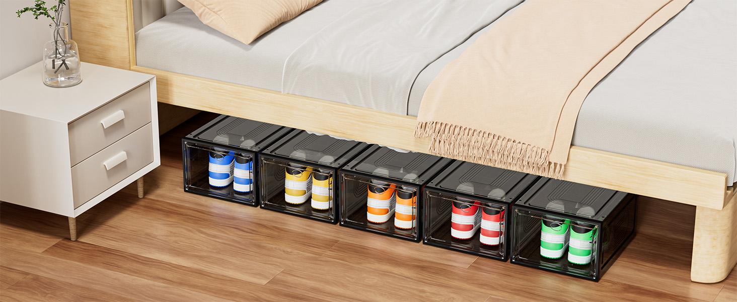 7CODE 20-Packs Shoe Box Storage Set Transparent Shoe Organizer Thickened Magnetic Acrylic Simple Hard Plastic Thickened Flip-Top Lid