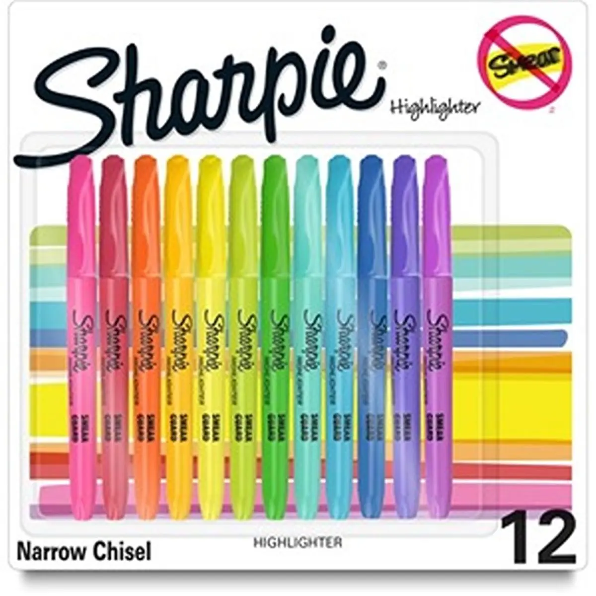 Sharpie Accent Guard Highlighter - 12-Pack Office Stationery, AP Certified Nontoxic, User-Friendly Chisel Tip, Dry Ink, Narrow & Wide Marking, Assorted Colors
