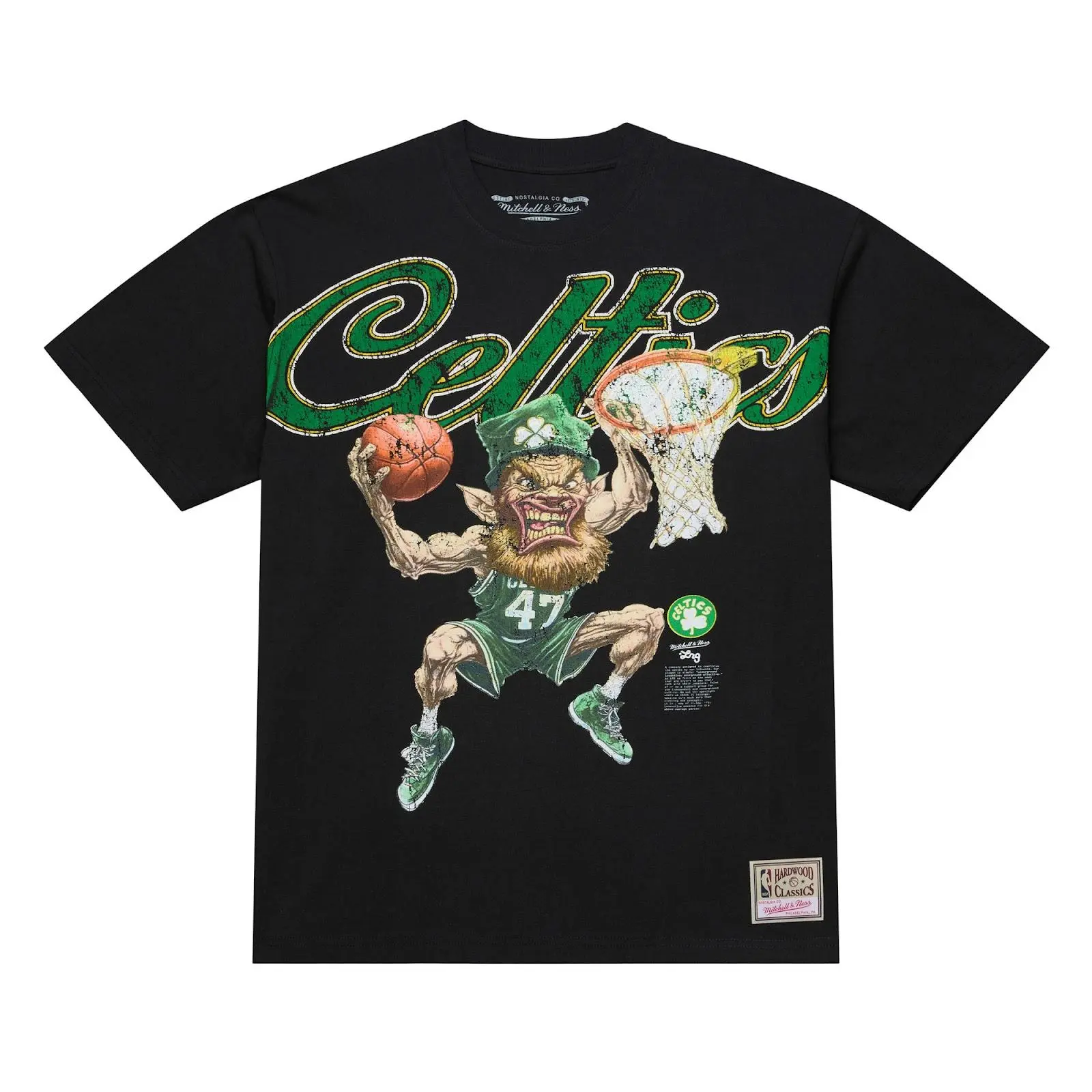 Boston Celtics M&N x LRG Black Wild Art T-Shirt NBA Throwback Tee Graphic Vintage Fan Gear Mitchell & Ness