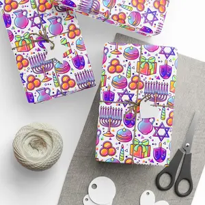 Rainbow Hanukkah Wrapping Paper for Special Occasions - Premium Gloss Paper with Edge-to-Edge Printing